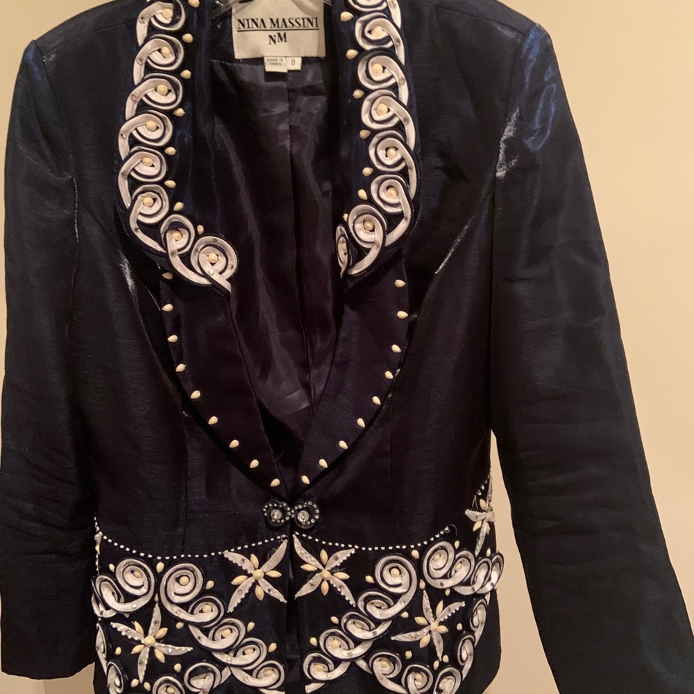 Three Piece Blue with Rhinestones Suit